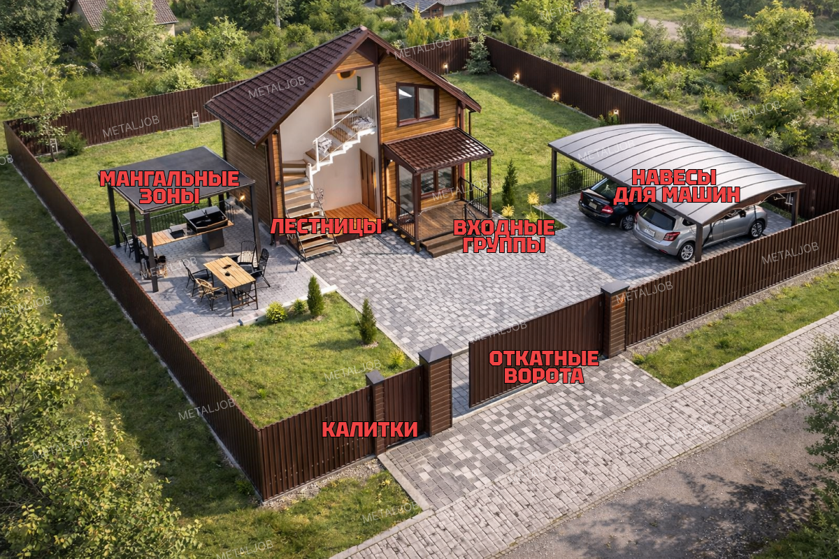 Направления работа сварочного производства: Навесы, ворота, входные группы, лестницы, мангалы